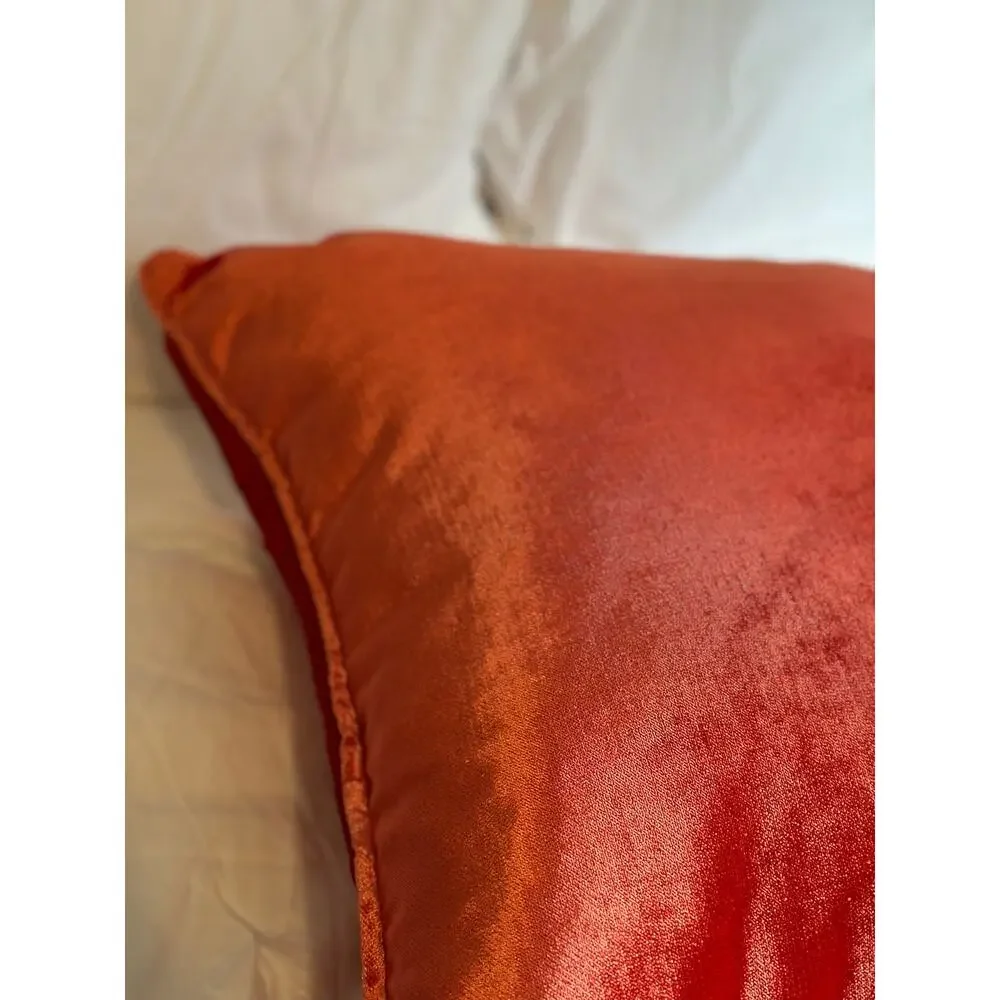 New Celebrity Home Terracotta Rust Velvet Feather Throw Pillow 20